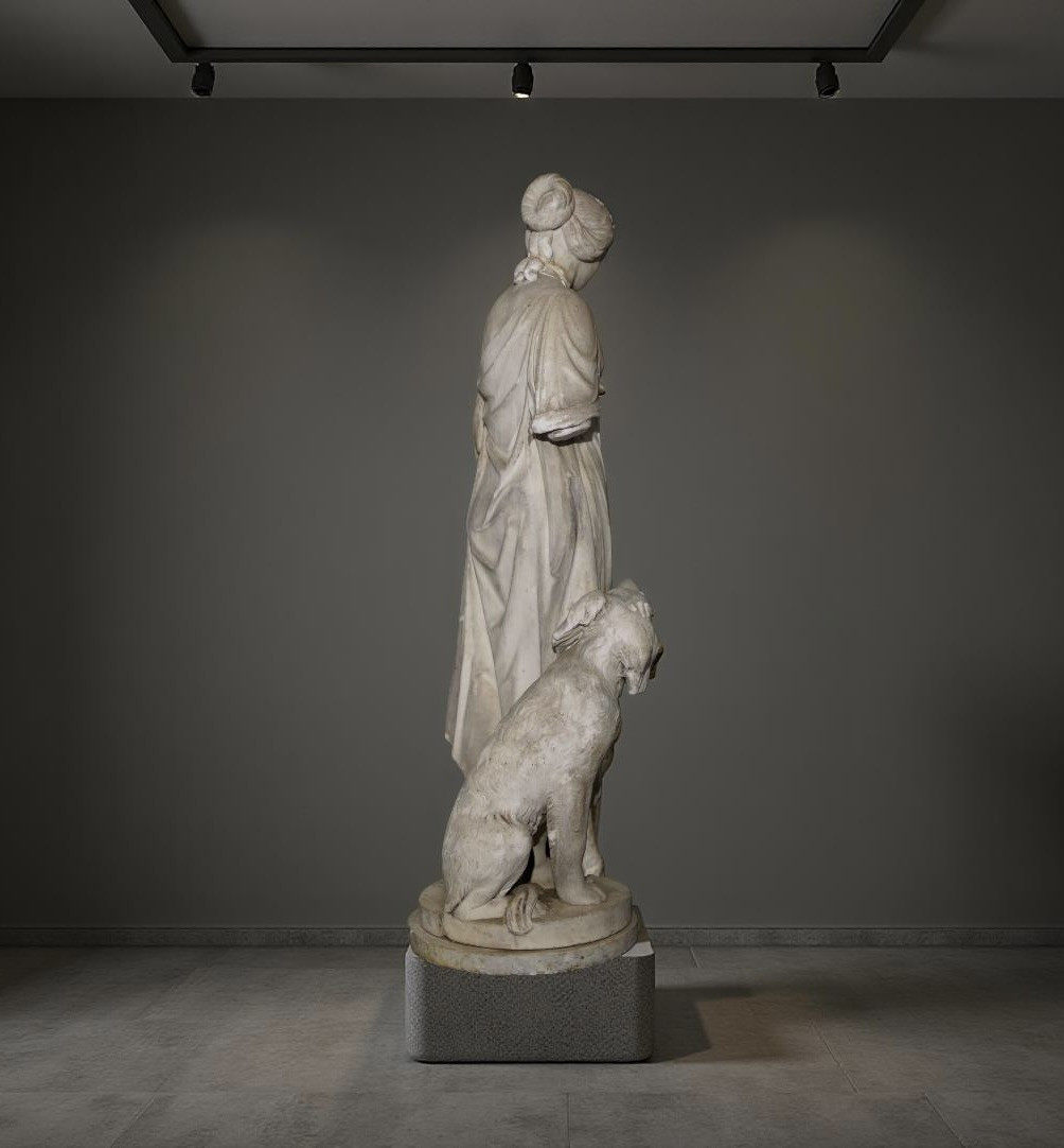 Grande Scultura in Marmo Neoclassica Allegoria XVIII secolo-photo-3