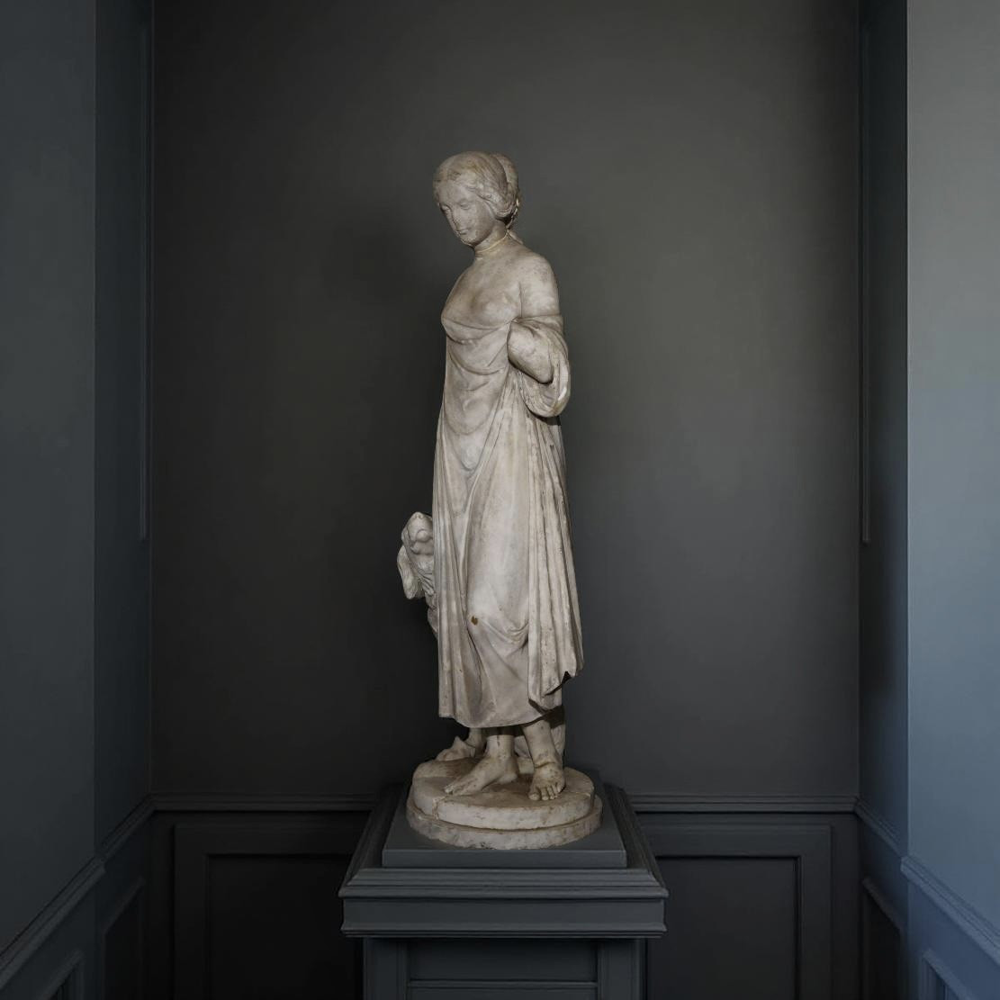 Grande Scultura in Marmo Neoclassica Allegoria XVIII secolo-photo-4