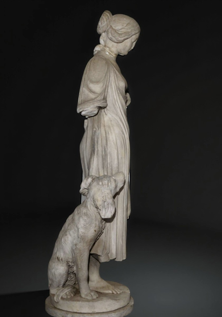 Grande Scultura in Marmo Neoclassica Allegoria XVIII secolo-photo-1