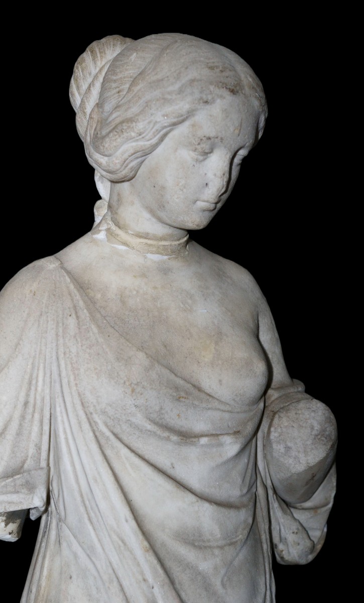 Grande Scultura in Marmo Neoclassica Allegoria XVIII secolo-photo-2