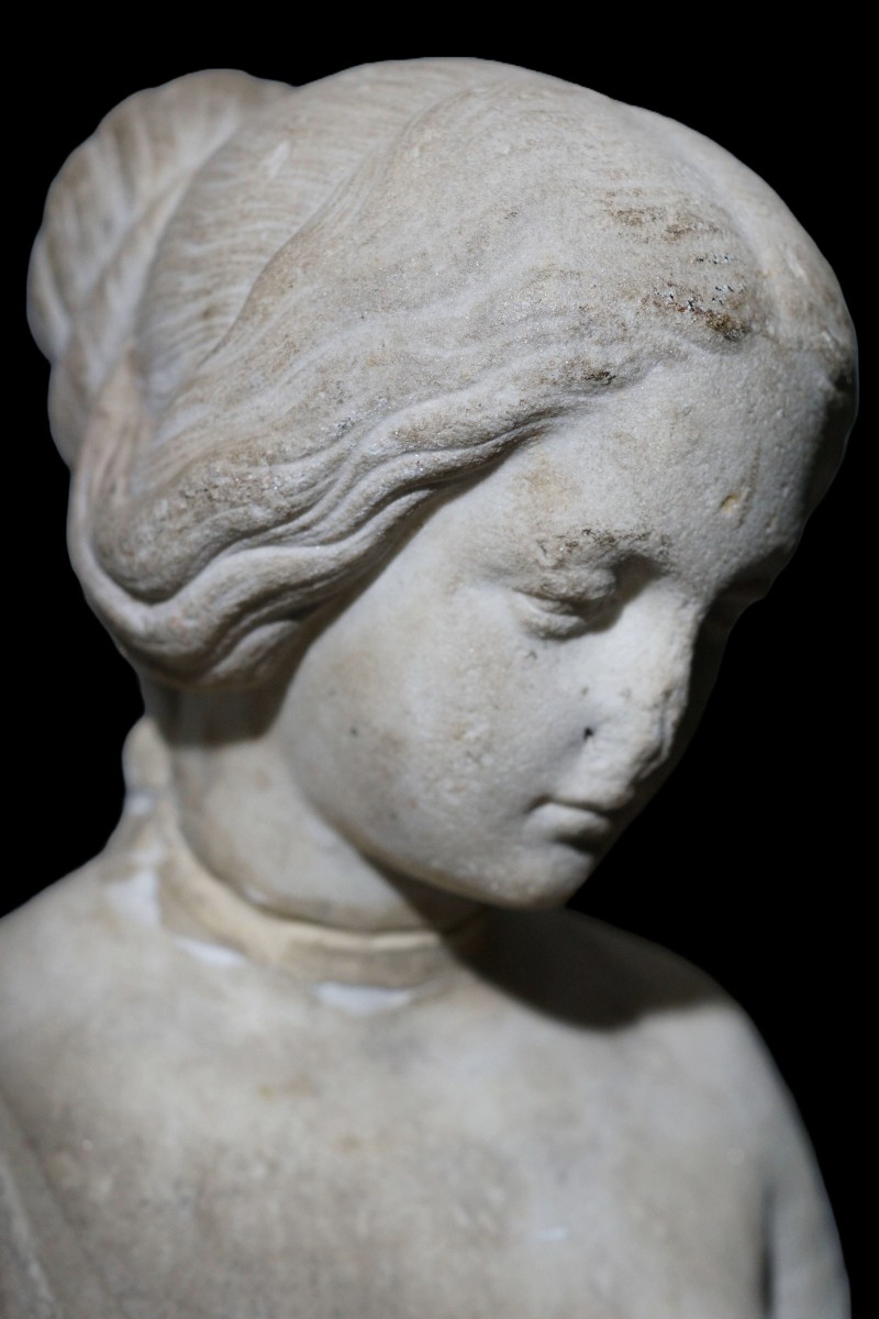 Grande Scultura in Marmo Neoclassica Allegoria XVIII secolo-photo-3