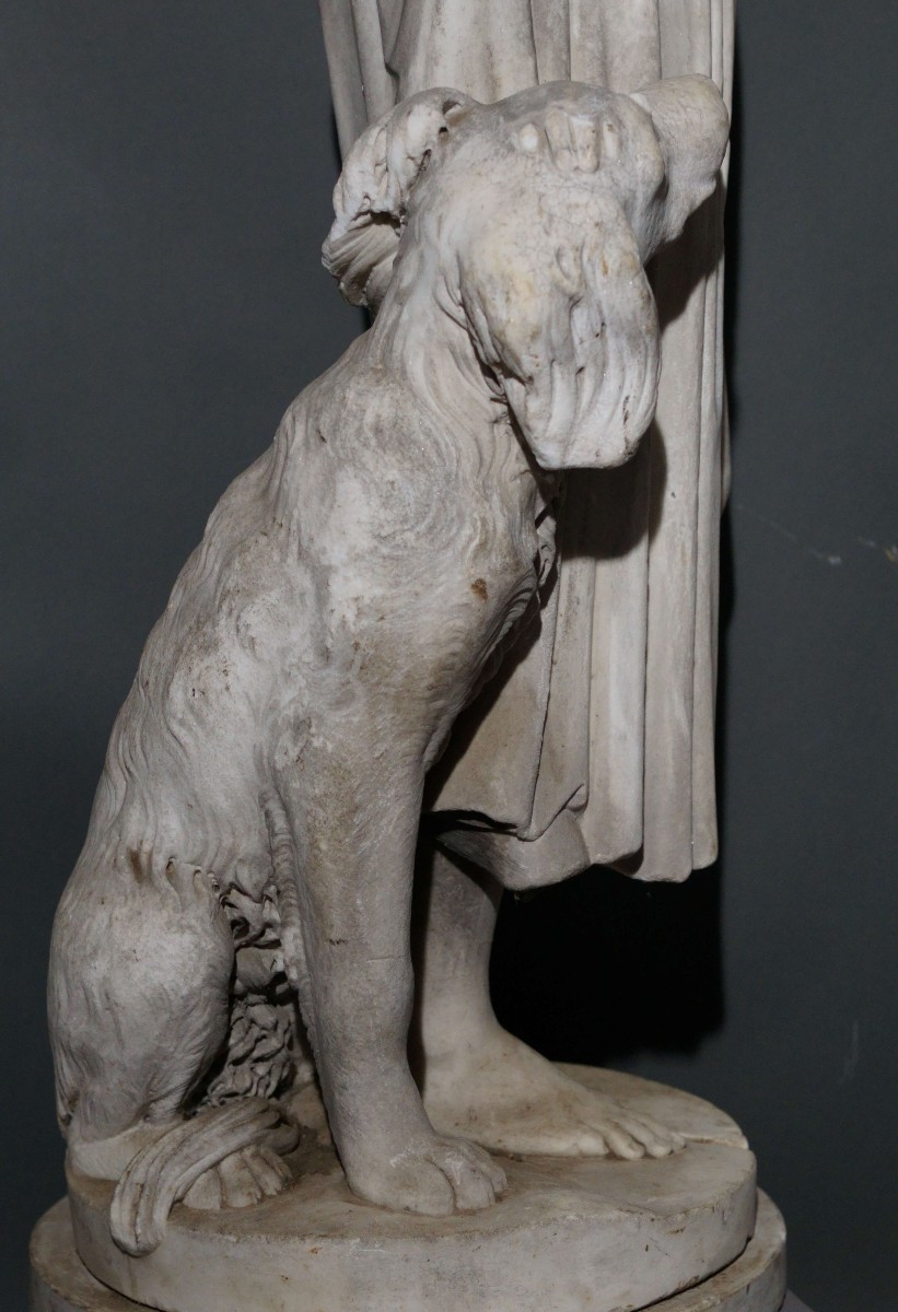 Grande Scultura in Marmo Neoclassica Allegoria XVIII secolo-photo-4