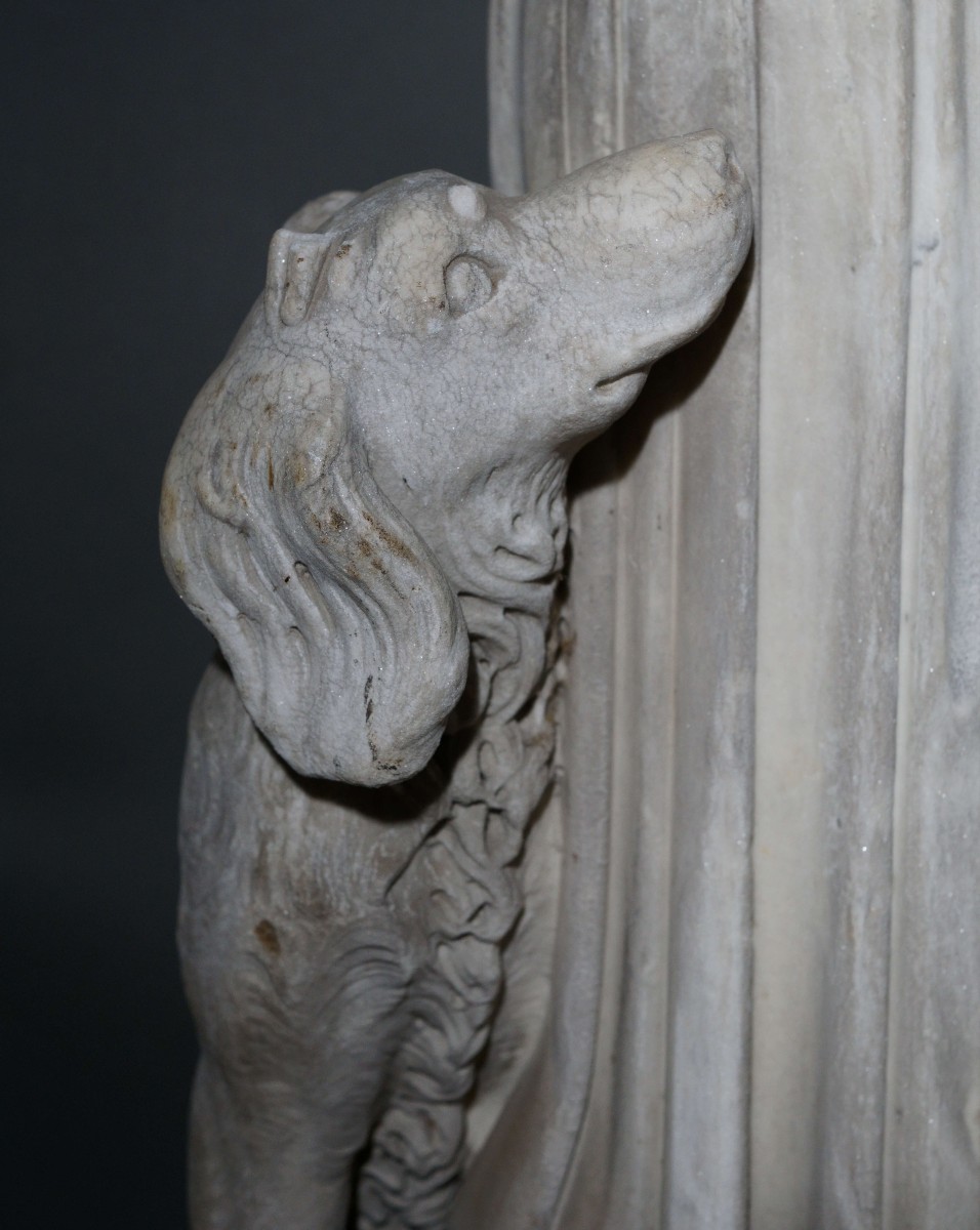 Grande Scultura in Marmo Neoclassica Allegoria XVIII secolo-photo-5