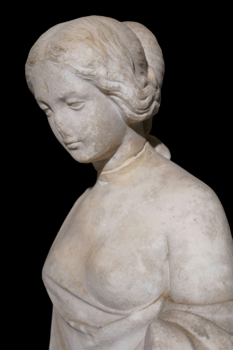 Grande Scultura in Marmo Neoclassica Allegoria XVIII secolo-photo-6