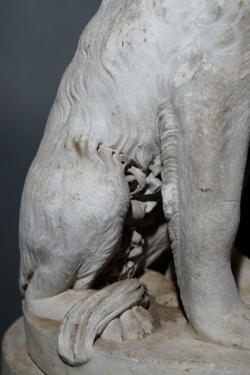 Grande Scultura in Marmo Neoclassica Allegoria XVIII secolo-photo-7