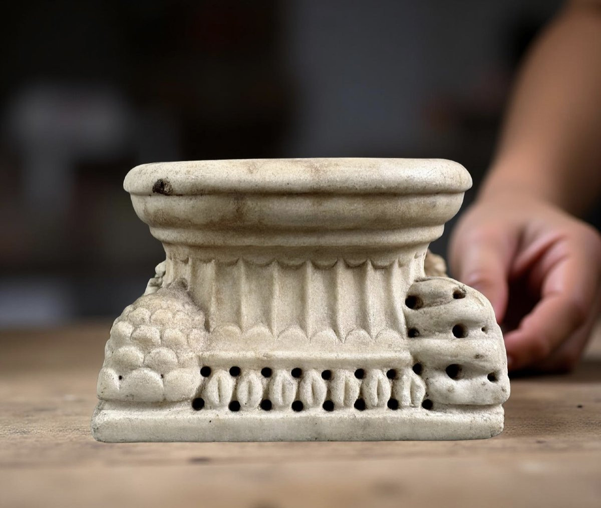 Calamaio in Marmo Souvenir del Grand Tour Roma fine XVIII secolo-photo-5