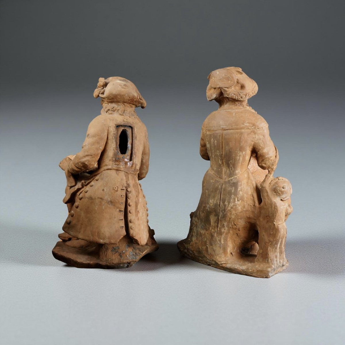 Coppia di Sculture in Terracotta Francia XVII secolo-photo-1