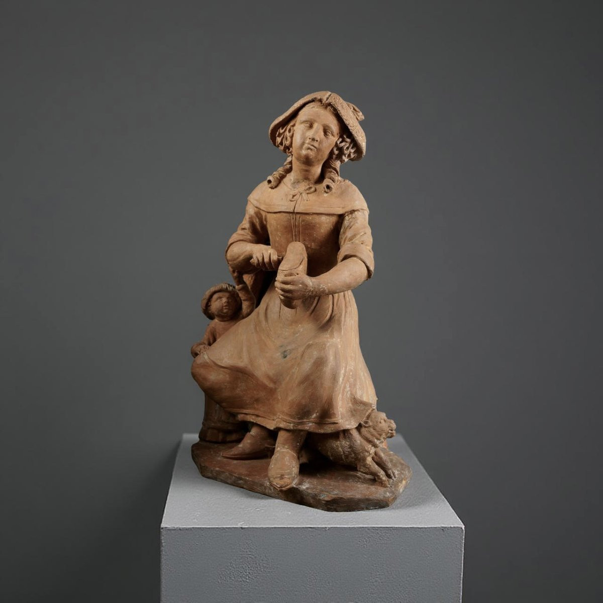 Coppia di Sculture in Terracotta Francia XVII secolo-photo-3