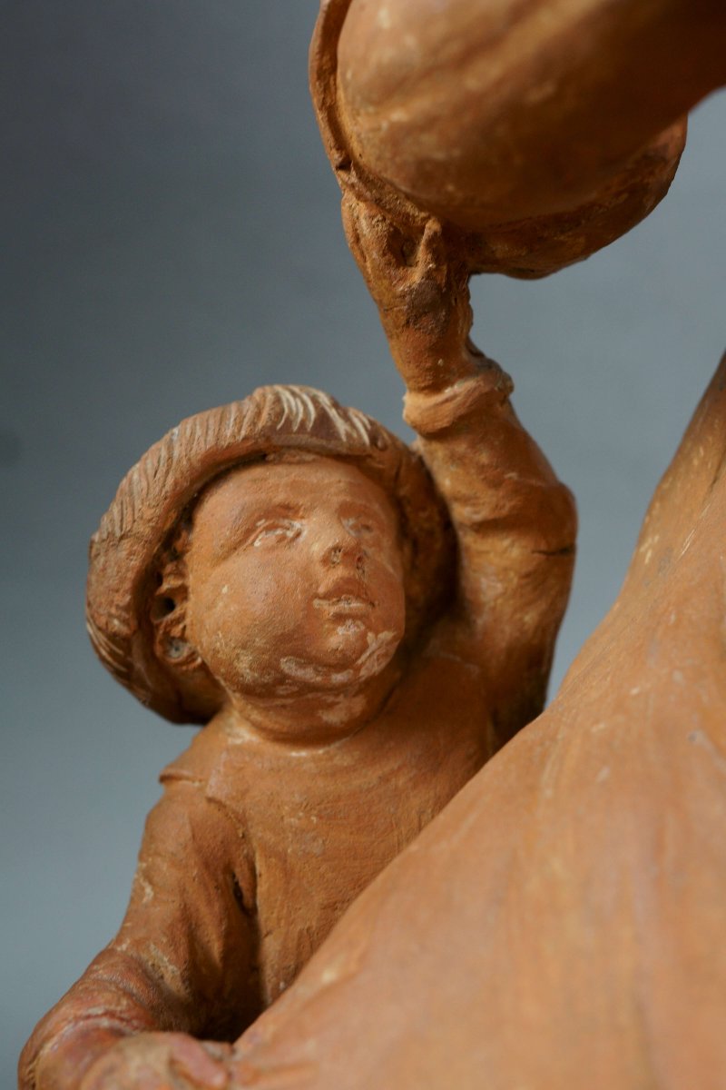 Coppia di Sculture in Terracotta Francia XVII secolo-photo-6
