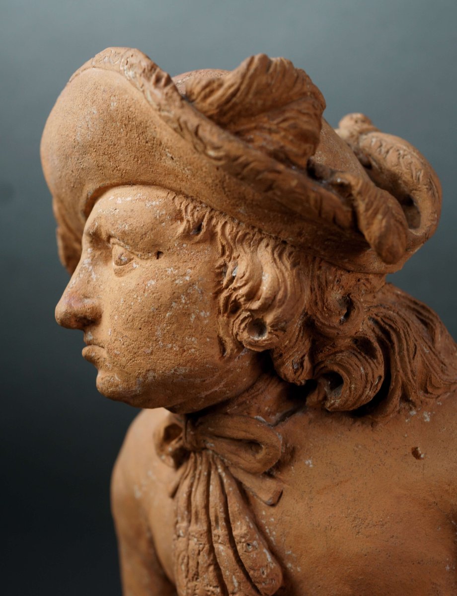 Coppia di Sculture in Terracotta Francia XVII secolo-photo-7