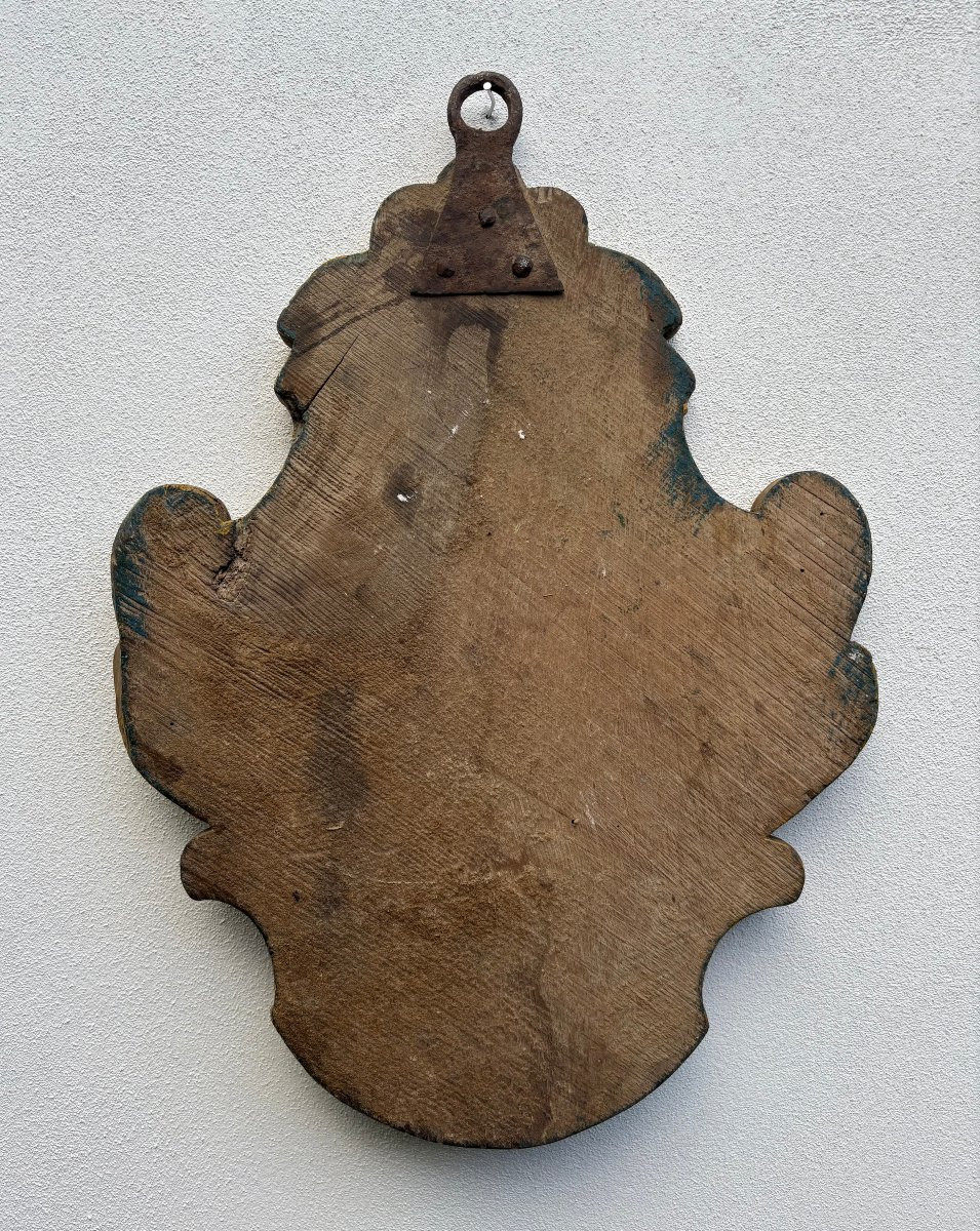 Blasone Stemma in Legno Laccato Indulgenza Plenaria Italia XVIII secolo-photo-4