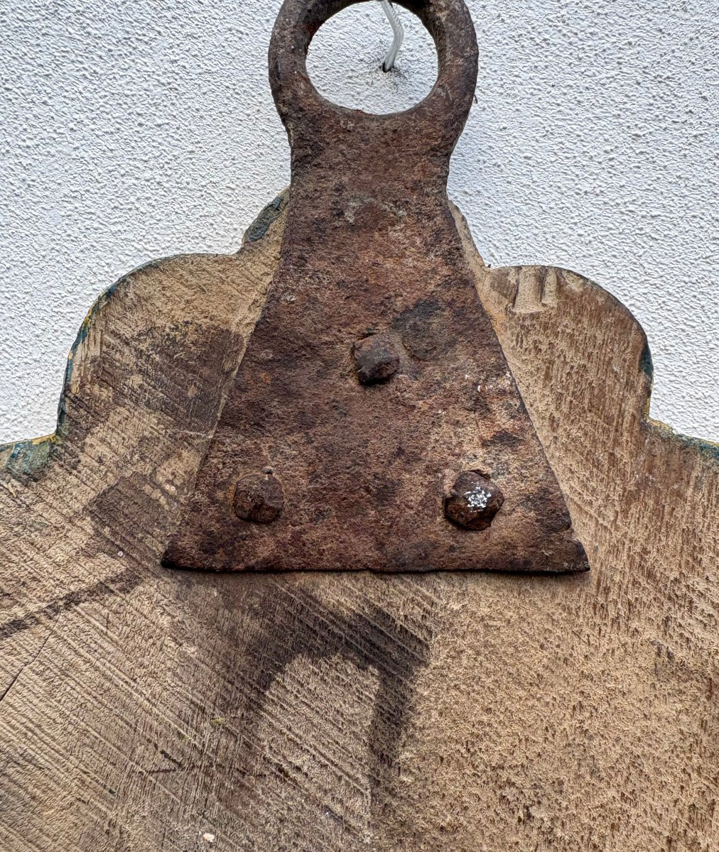 Blasone Stemma in Legno Laccato Indulgenza Plenaria Italia XVIII secolo-photo-3