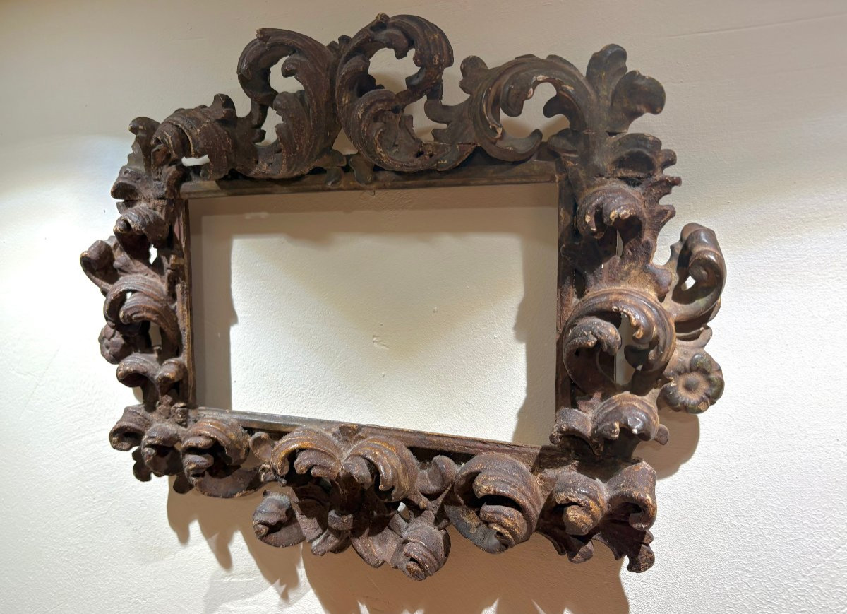 Cornice da Collezione Barocca Legno Laccato XVII secolo-photo-2