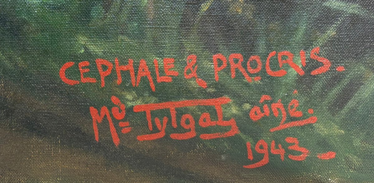 Médard Tytgat (1871-1948) "Cefalo e Procri" Grande Dipinto Mitologico-photo-3