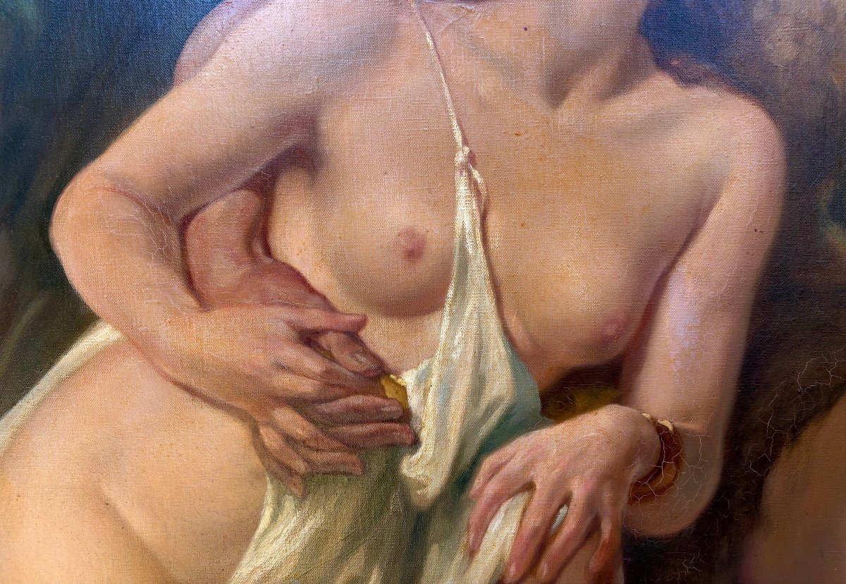 Médard Tytgat (1871-1948) "Cefalo e Procri" Grande Dipinto Mitologico-photo-5