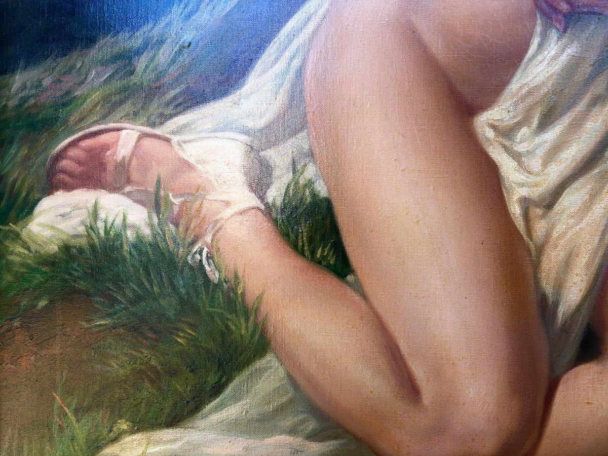 Médard Tytgat (1871-1948) "Cefalo e Procri" Grande Dipinto Mitologico-photo-6