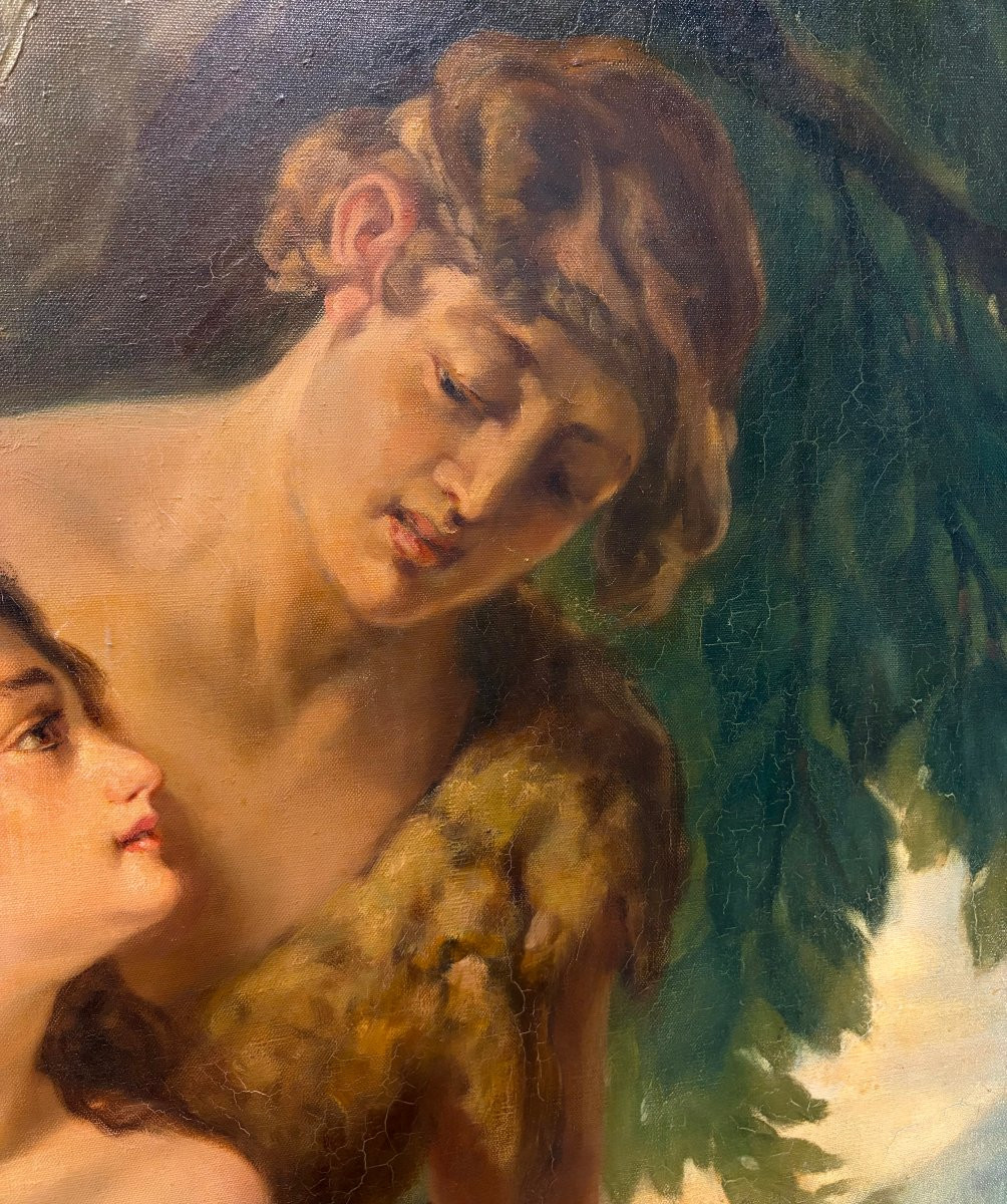 Médard Tytgat (1871-1948) "Cefalo e Procri" Grande Dipinto Mitologico-photo-7