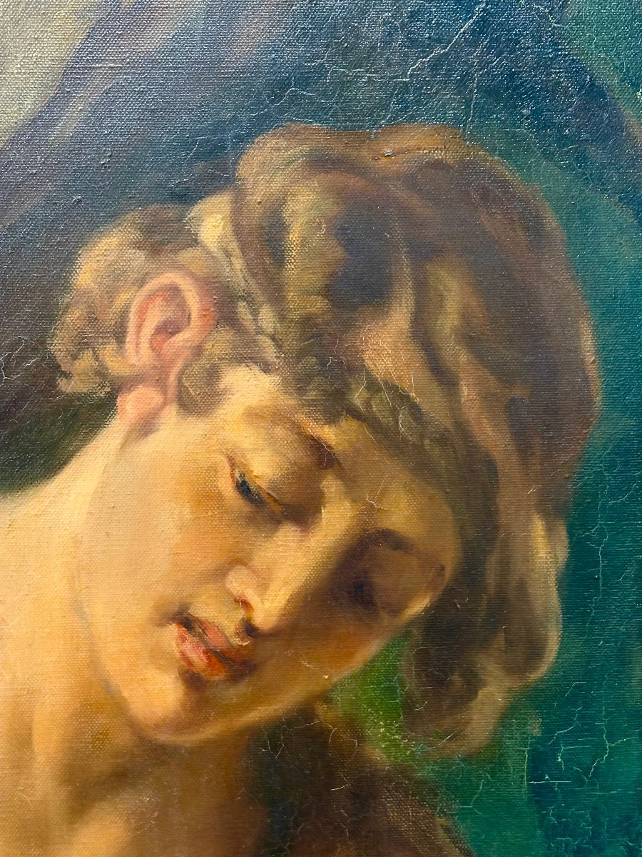 Médard Tytgat (1871-1948) "Cefalo e Procri" Grande Dipinto Mitologico-photo-8