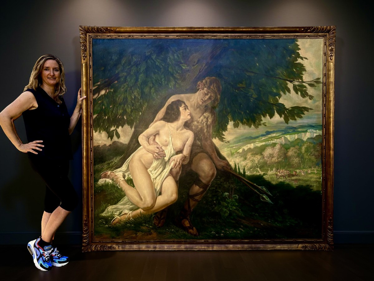 Médard Tytgat (1871-1948) "Cefalo e Procri" Grande Dipinto Mitologico-photo-2