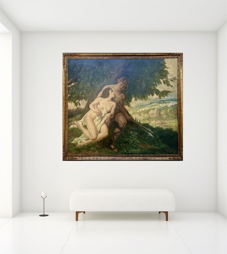 Médard Tytgat (1871-1948) "Cefalo e Procri" Grande Dipinto Mitologico