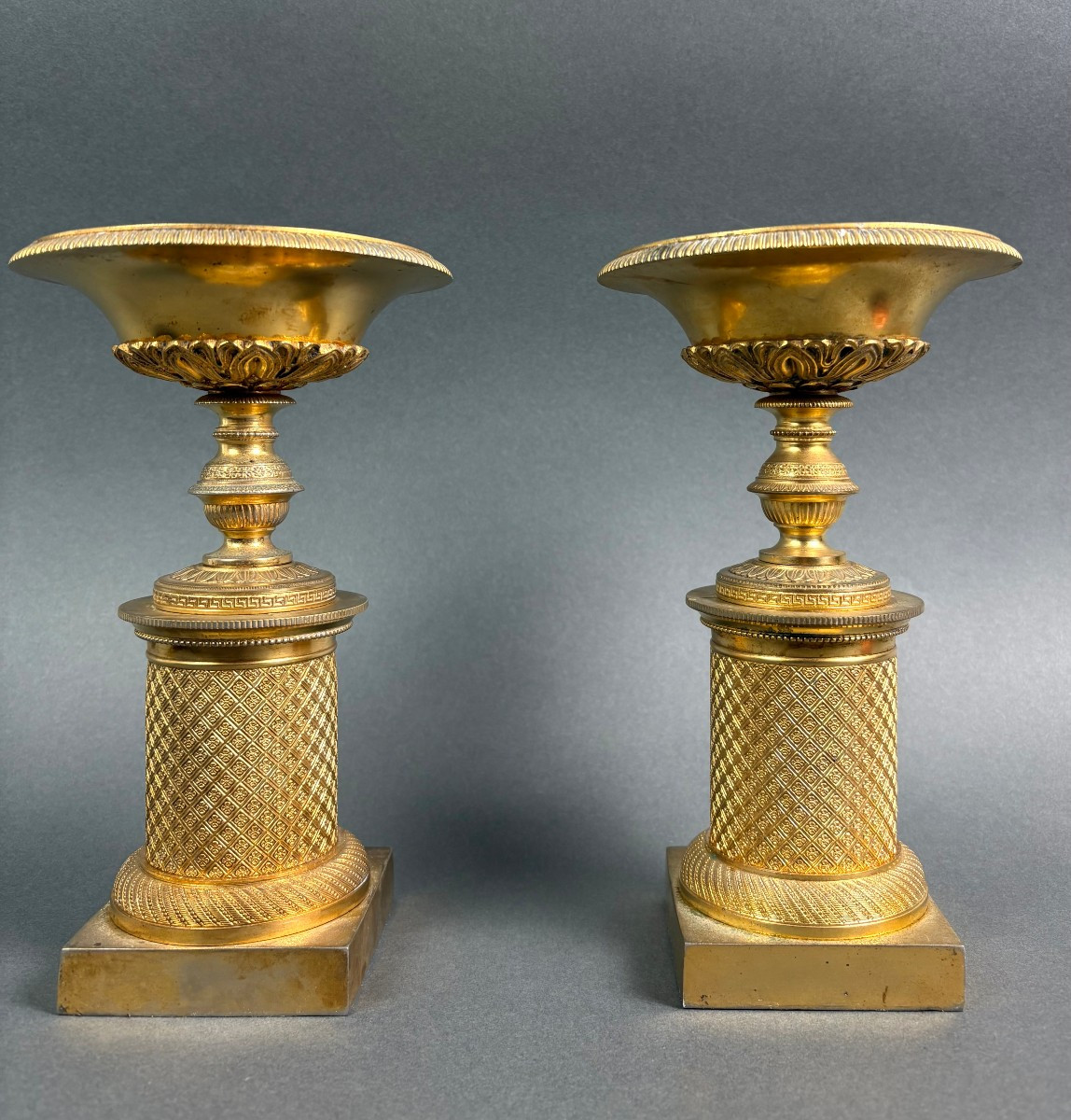 Coppia di Vasche Coppe in Bronzo Dorato epoca Impero circa 1810