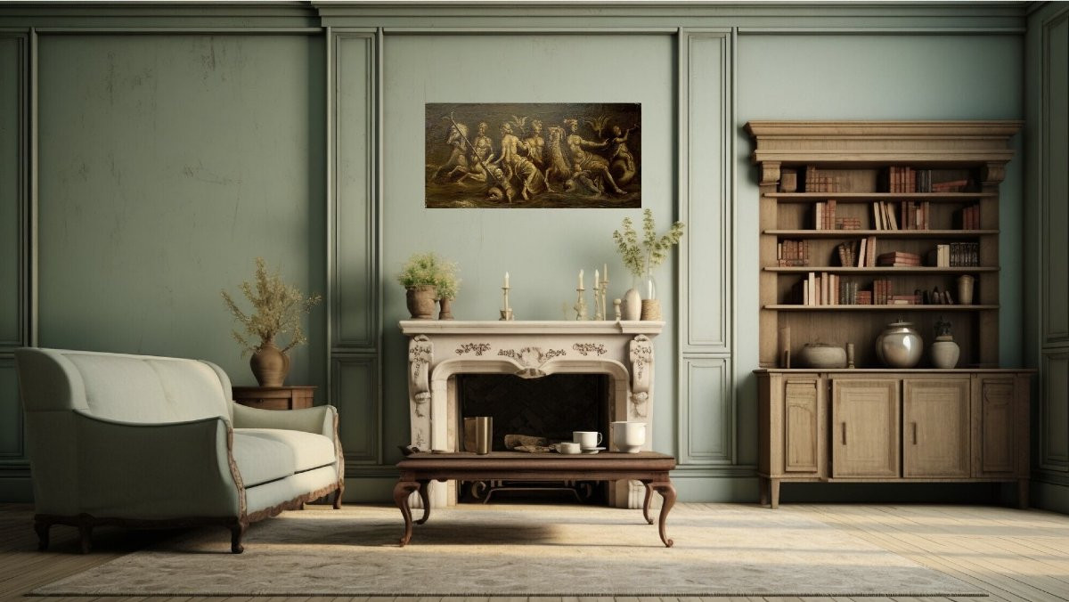 Grande Tela in Grisaglia Scena di tritoni e Nereidi Italia XVIII secolo-photo-3