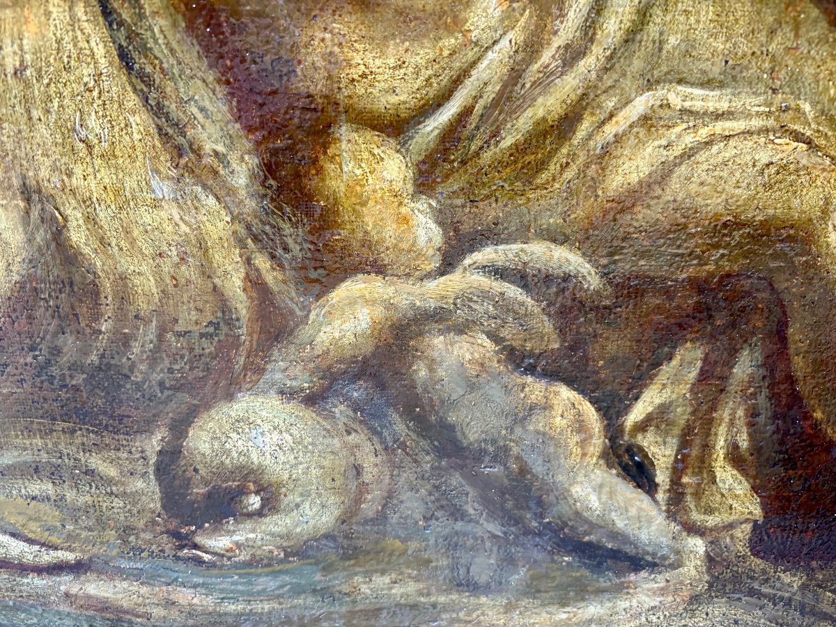 Grande Tela in Grisaglia Scena di tritoni e Nereidi Italia XVIII secolo-photo-6