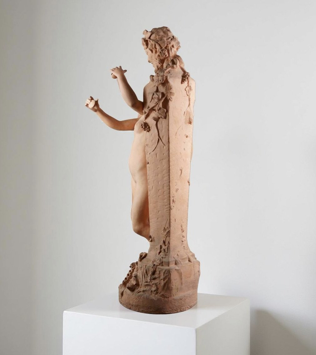 DOMIEN VAN DEN BOSSCHE (1854-1906) Grande Gruppo in Terracotta Art Nouveau-photo-4