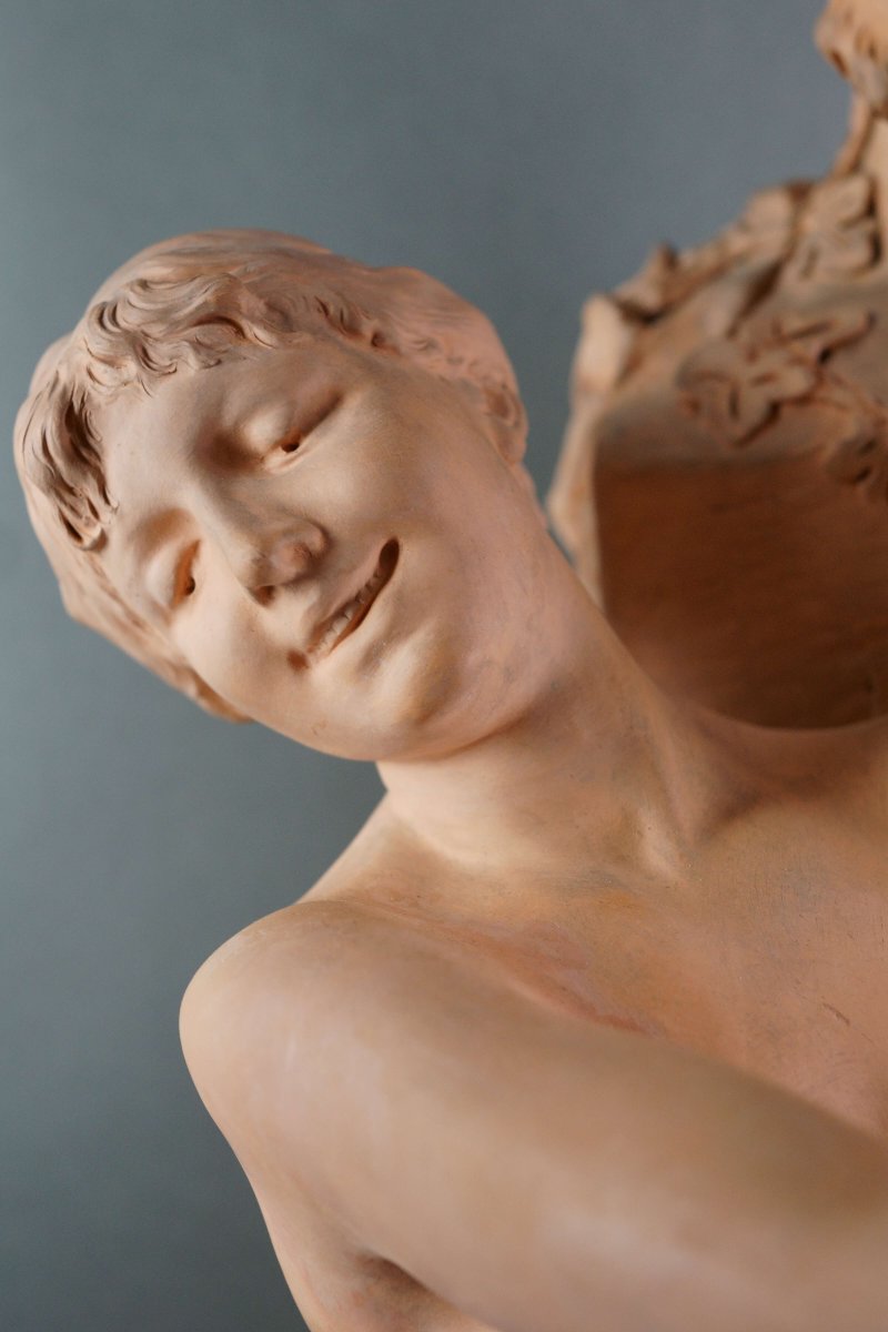 DOMIEN VAN DEN BOSSCHE (1854-1906) Grande Gruppo in Terracotta Art Nouveau-photo-3