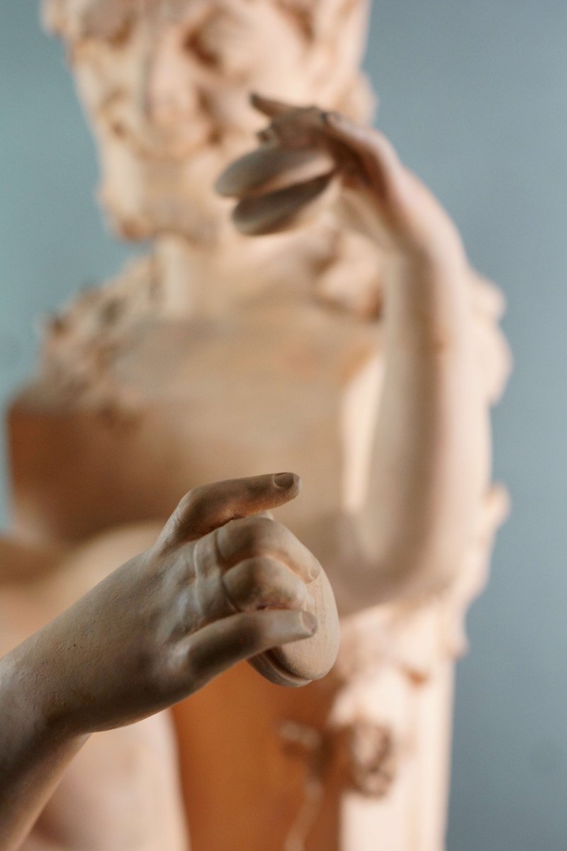 DOMIEN VAN DEN BOSSCHE (1854-1906) Grande Gruppo in Terracotta Art Nouveau-photo-4