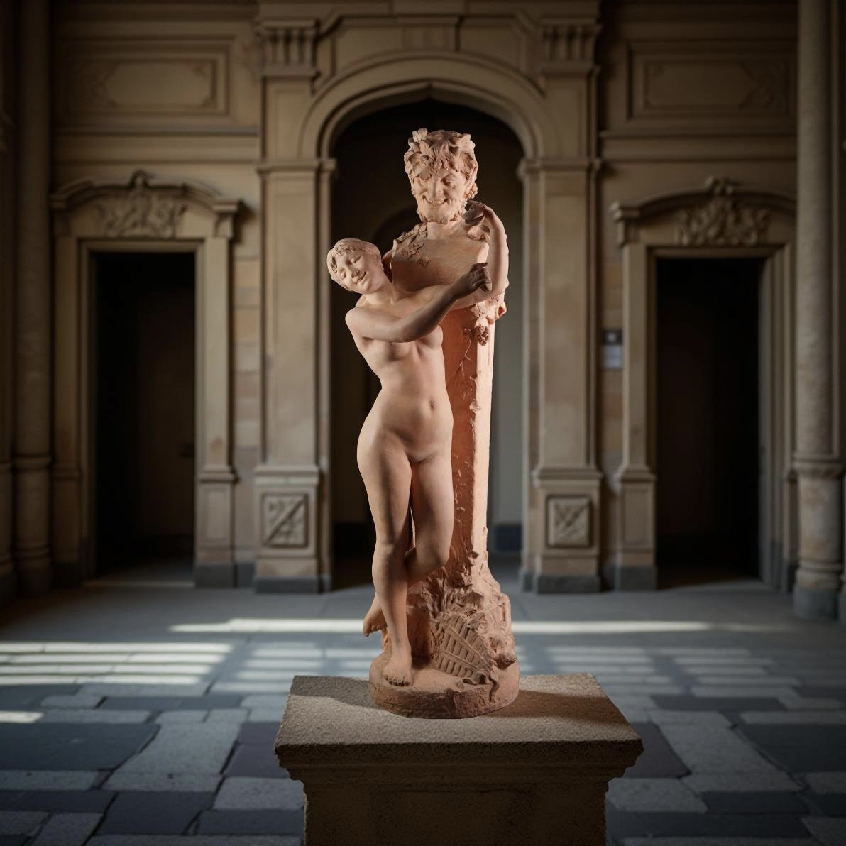 DOMIEN VAN DEN BOSSCHE (1854-1906) Grande Gruppo in Terracotta Art Nouveau-photo-7