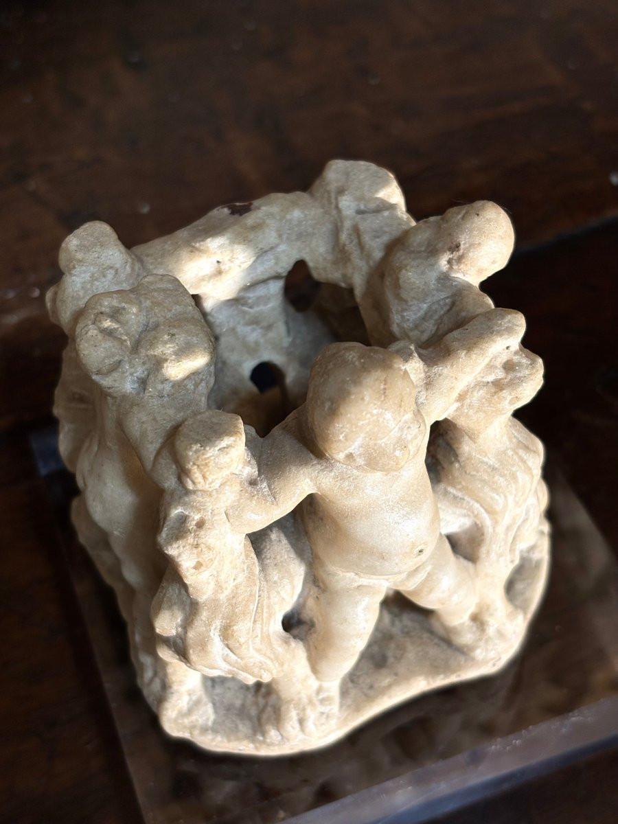 Gruppo in Marmo Allegoria Putti e Leoni Rinascimento Italiano XVI secolo-photo-2