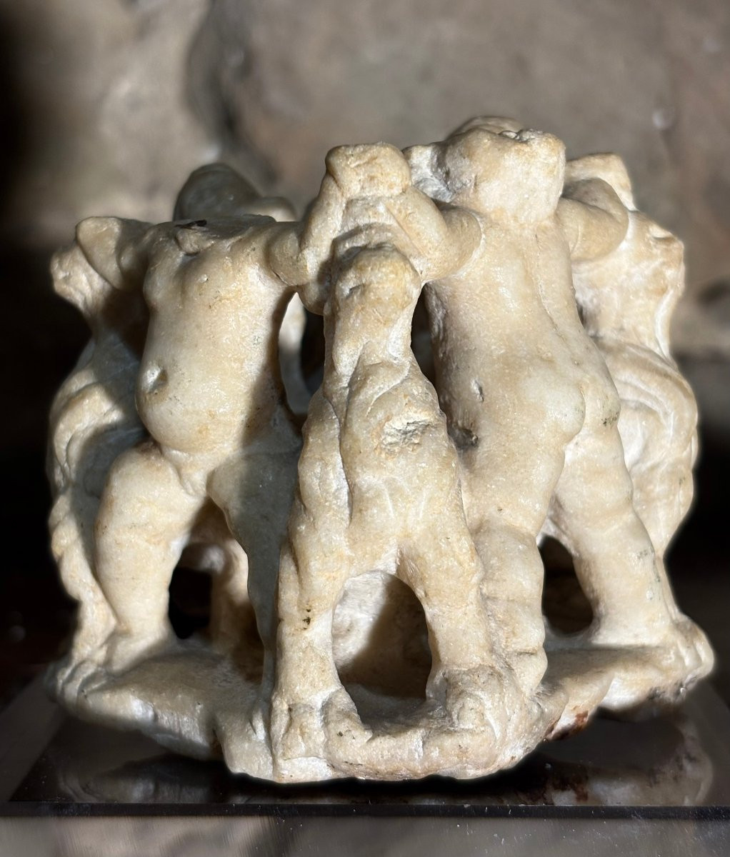 Gruppo in Marmo Allegoria Putti e Leoni Rinascimento Italiano XVI secolo-photo-2