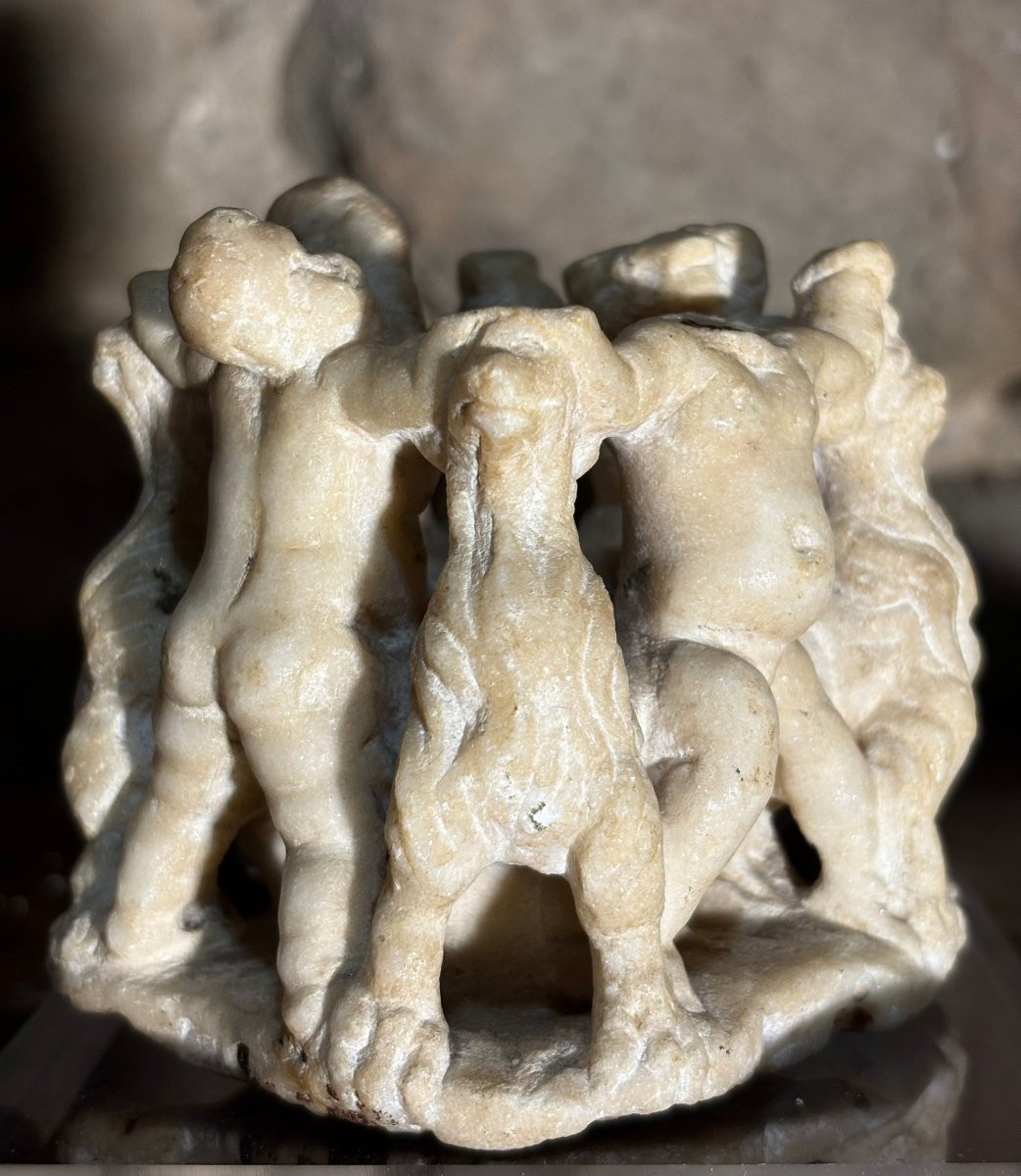 Gruppo in Marmo Allegoria Putti e Leoni Rinascimento Italiano XVI secolo-photo-3