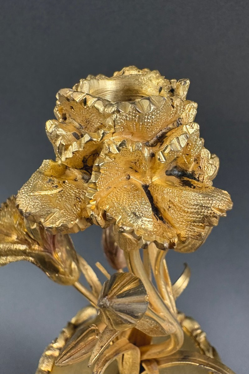 Coppia di candelieri Luigi XV Bronzo e Porcellana a Cineserie XVIII secolo-photo-2