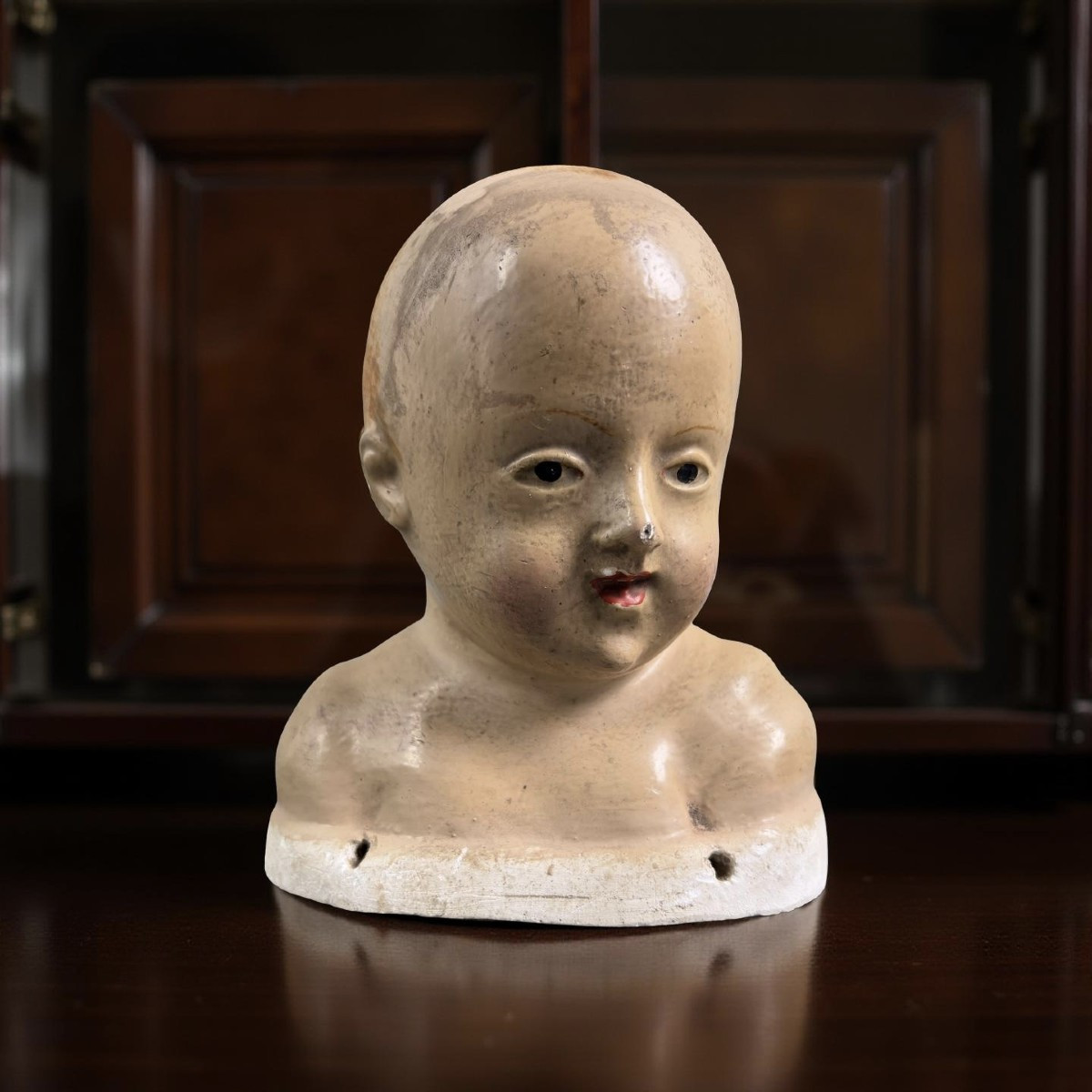 Testa di Bambino Stucco Policromo Italia XVIII secolo