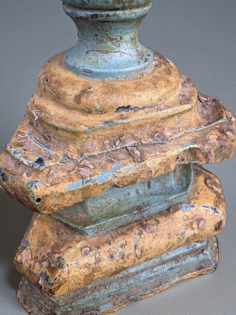 Coppia di Candelieri in Legno Laccato Italia XVIII secolo-photo-2