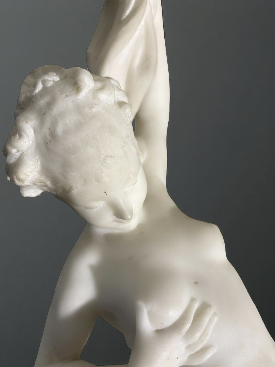 Luca Madrassi (1848-1919) Grande Gruppo in Marmo "L'Innocenza tormentata dall'Amore"-photo-2