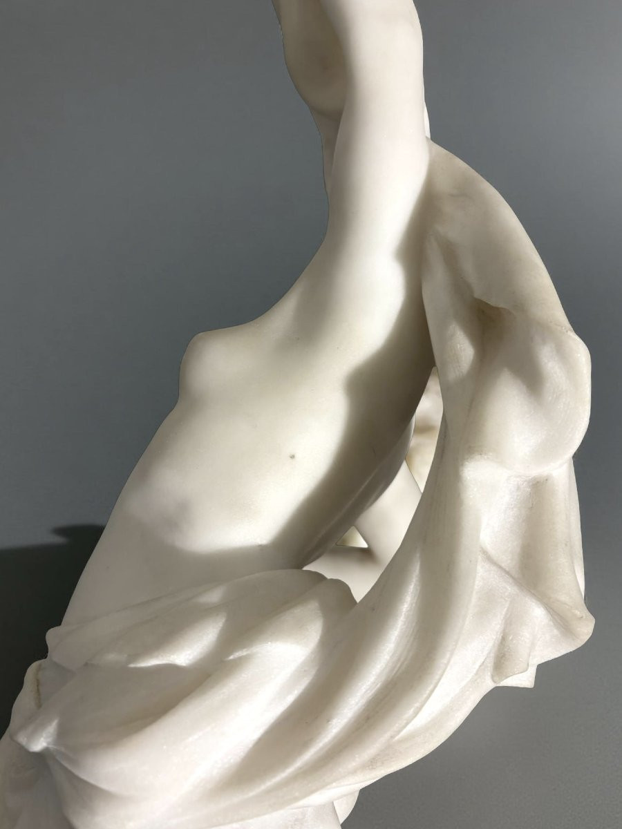 Luca Madrassi (1848-1919) Grande Gruppo in Marmo "L'Innocenza tormentata dall'Amore"-photo-3