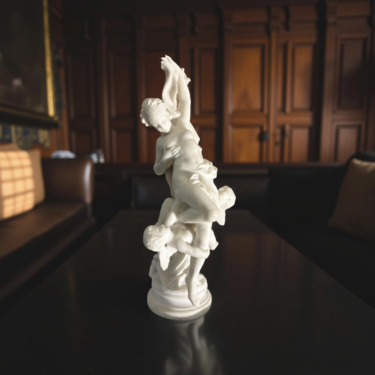 Luca Madrassi (1848-1919) Grande Gruppo in Marmo "L'Innocenza tormentata dall'Amore"-photo-1