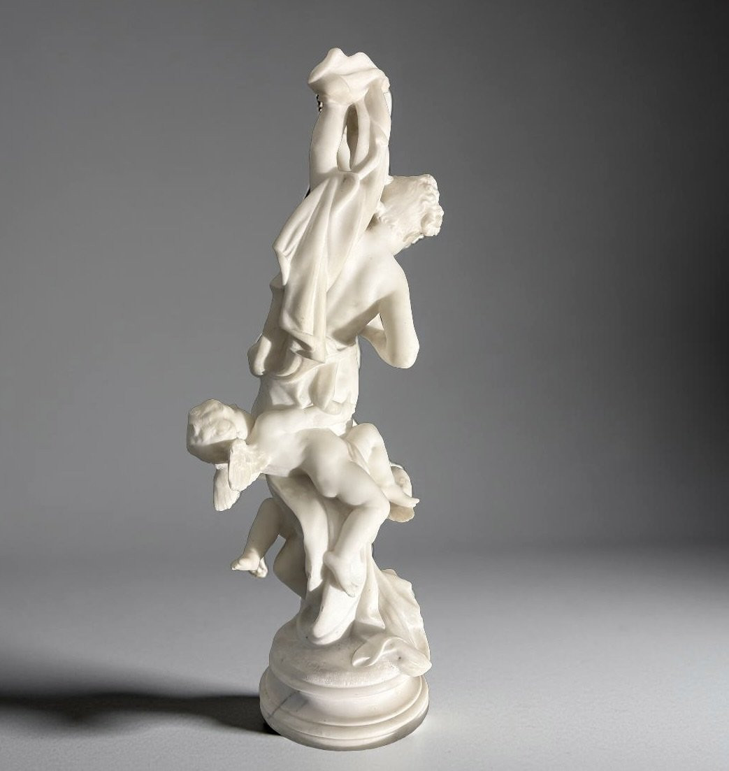 Luca Madrassi (1848-1919) Grande Gruppo in Marmo "L'Innocenza tormentata dall'Amore"-photo-3
