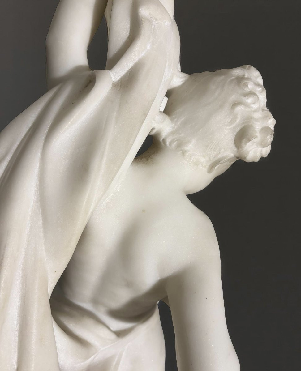 Luca Madrassi (1848-1919) Grande Gruppo in Marmo "L'Innocenza tormentata dall'Amore"-photo-4