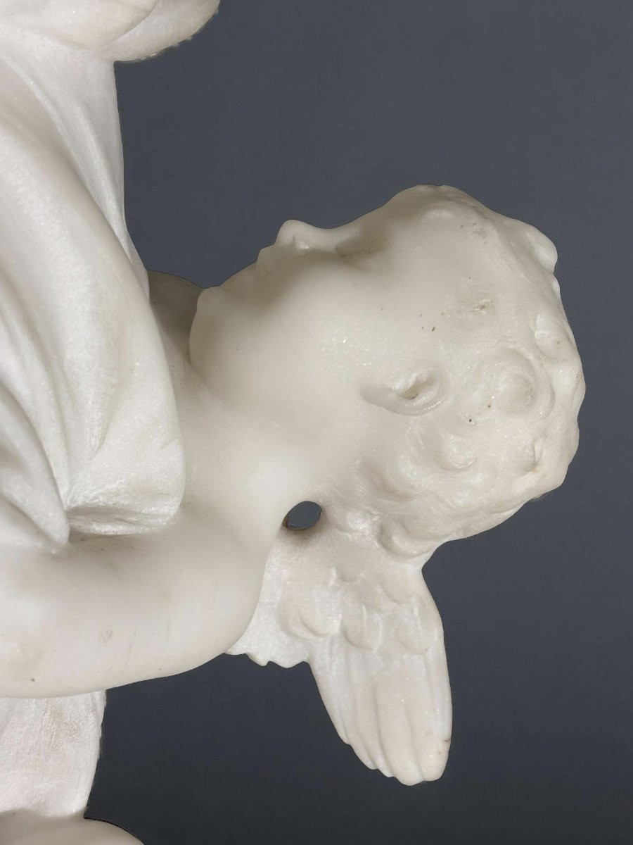 Luca Madrassi (1848-1919) Grande Gruppo in Marmo "L'Innocenza tormentata dall'Amore"-photo-6