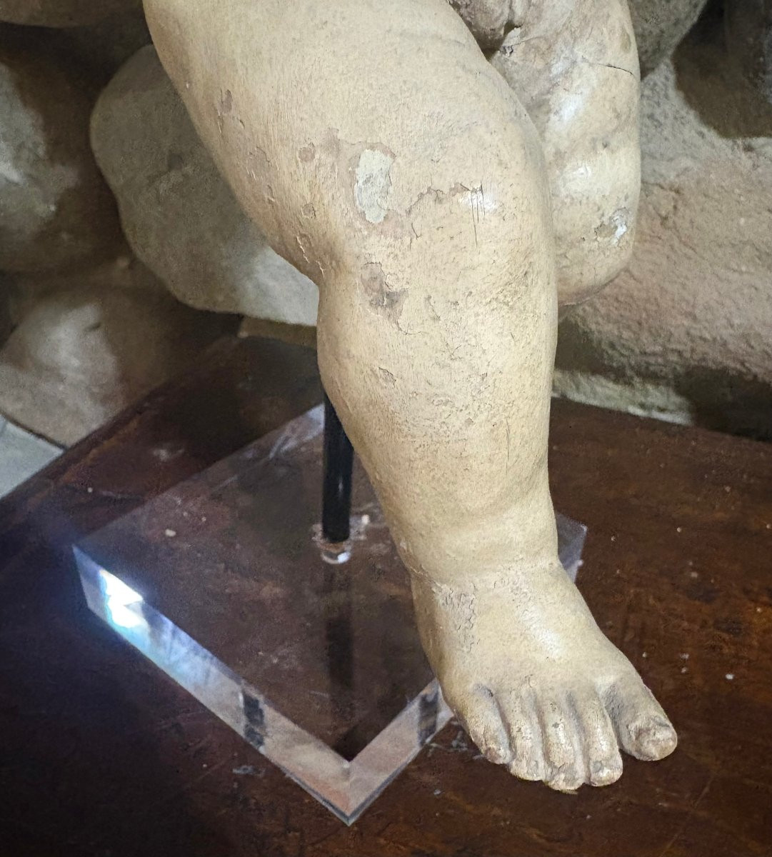 Scultura di Angelo in Terracotta Policroma Italia XVIII secolo-photo-3