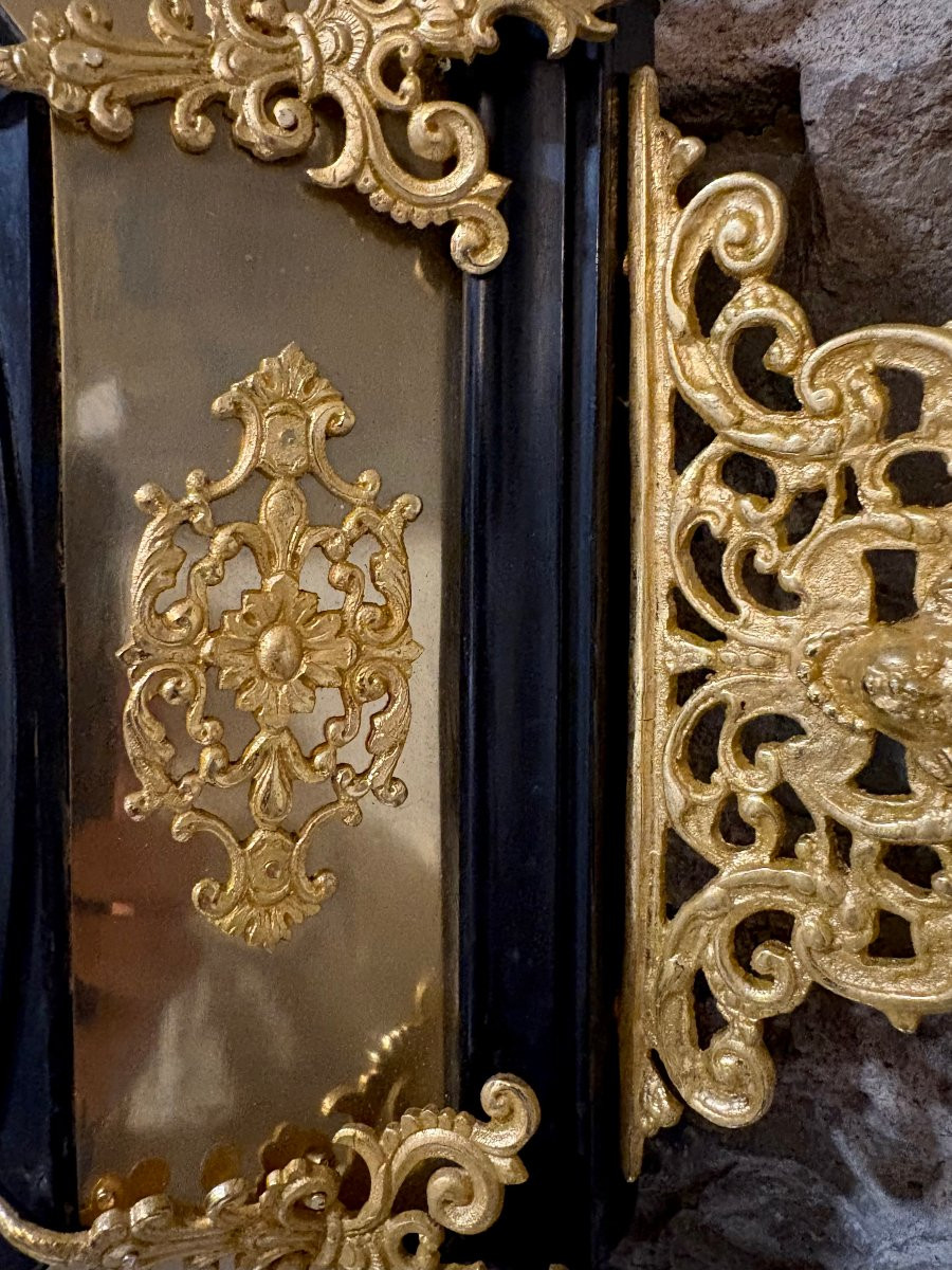 Grande Cornice con Specchio Rinascimento Fiorentino Legno Bronzo Dorato-photo-5