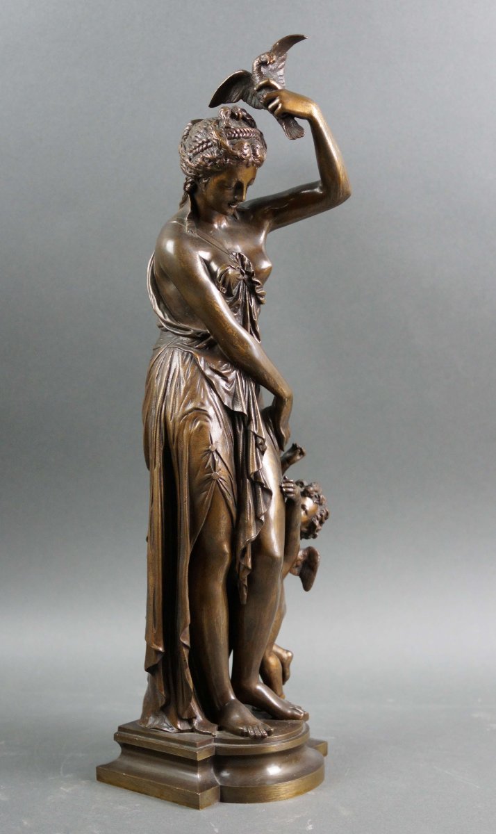 SUSSE fondeur-Jean BULIO (1827-1911) Gruppo in Bronzo "Venere e Cupido"-photo-2