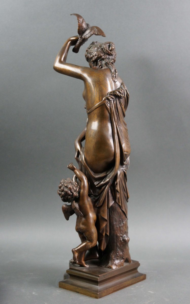 SUSSE fondeur-Jean BULIO (1827-1911) Gruppo in Bronzo "Venere e Cupido"-photo-4