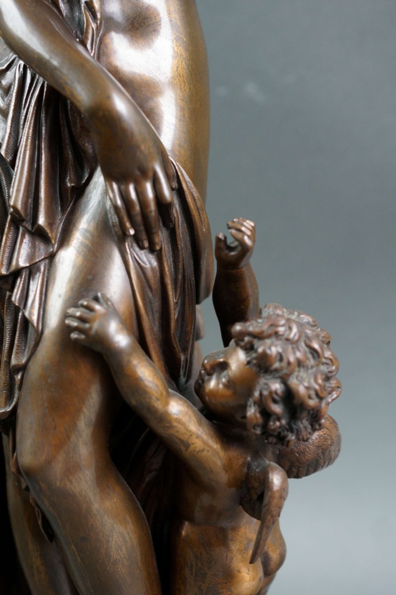 SUSSE fondeur-Jean BULIO (1827-1911) Gruppo in Bronzo "Venere e Cupido"-photo-2