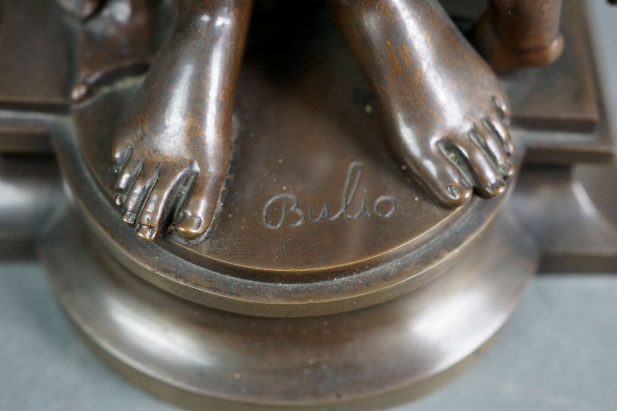 SUSSE fondeur-Jean BULIO (1827-1911) Gruppo in Bronzo "Venere e Cupido"-photo-3