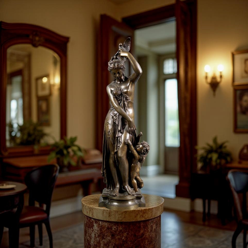 SUSSE fondeur-Jean BULIO (1827-1911) Gruppo in Bronzo "Venere e Cupido"-photo-6